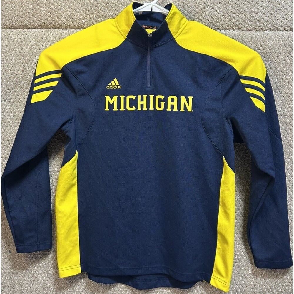 Adidas Climalite Scorch Quarter‎ Zip Pullover Michigan Wolverine's Men's Small